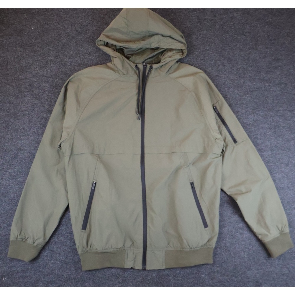 CSG Windbreaker Jacket Mens Medium Olive Green Full Zip Hooded Lightweight NWT